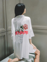 Rose Print Loose V-Neck Shirt Pajamas